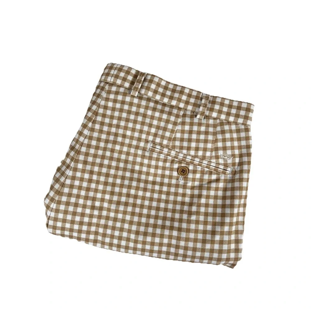 Peter Millar Crown Sport Wicking Gingham‎ Check Performance Golf Shorts Sz 38